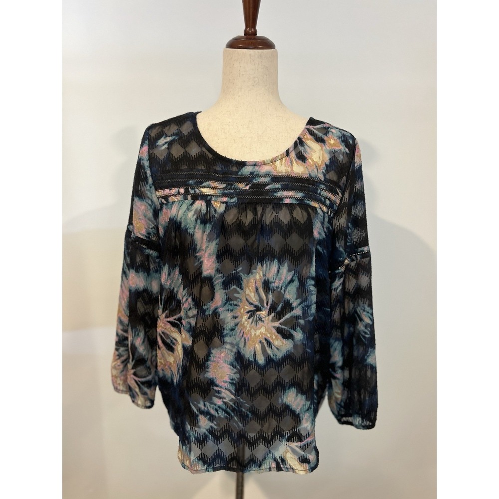 Zac And Rachel Multicolor Tie-dyed Blouse Medium Long Sleeve